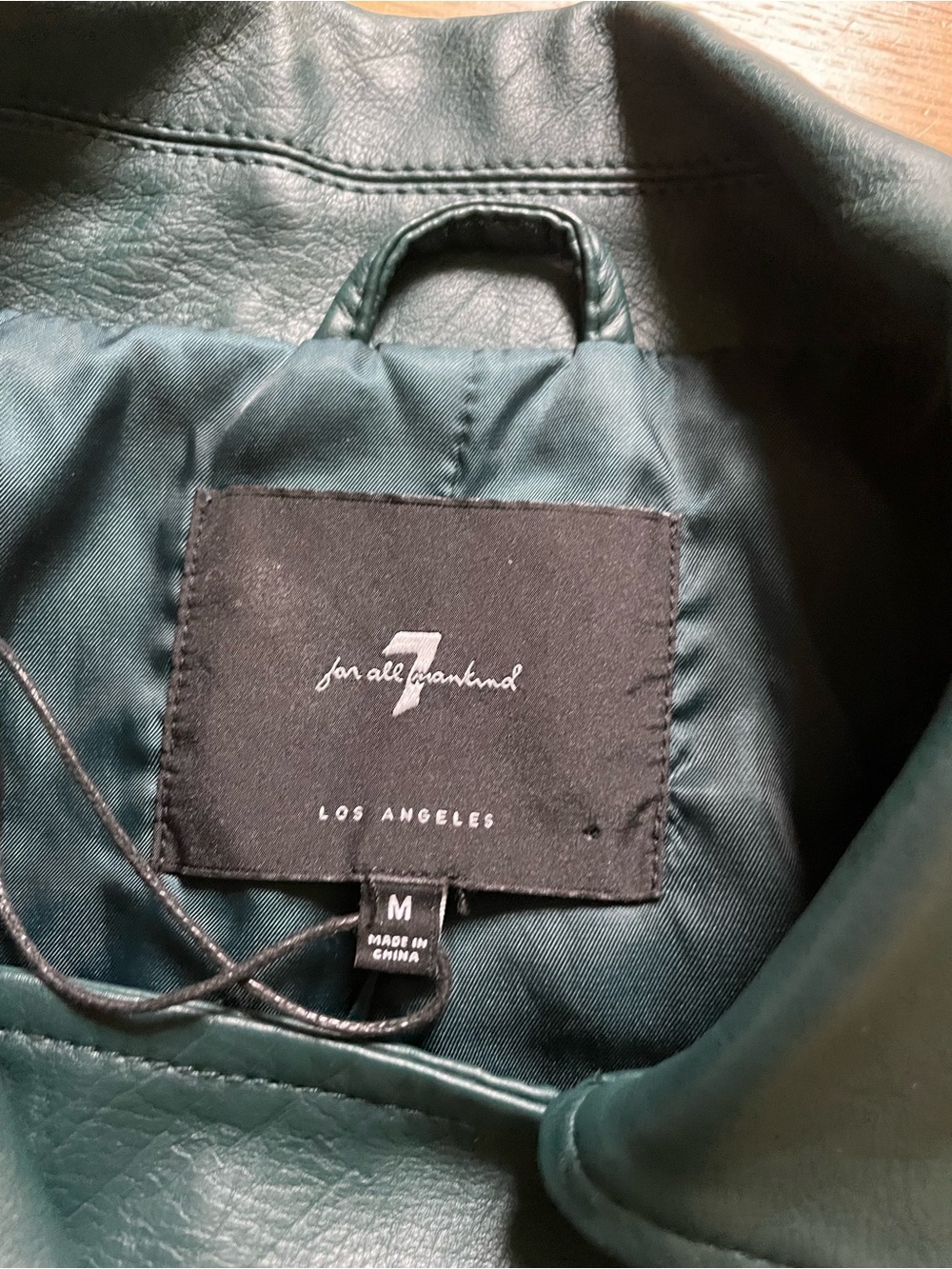 7 For All Mankind Deep Teal Faux Leather Jacket - Picture 2 of 4